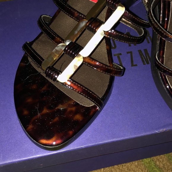 NWB-  brown leather Stuart Weitzman wedges sandals - Picture 5 of 9